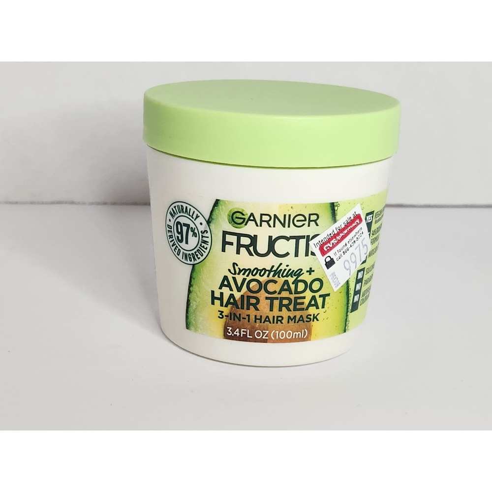 Garnier Fructis smoothing + Avocado Hair treat 3 in 1 hair mask 3.4 fl oz New